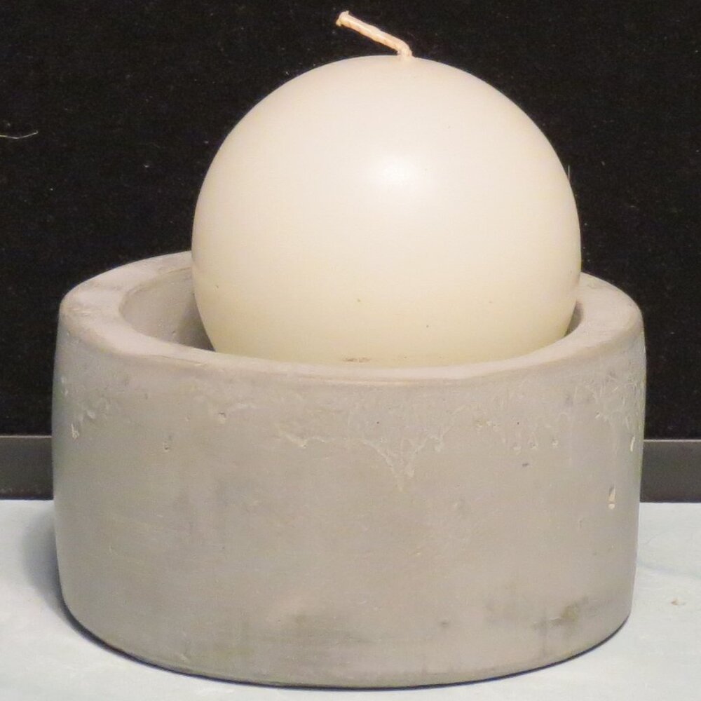 Hobby Lobby Gray Stone Candle Holder with Candle